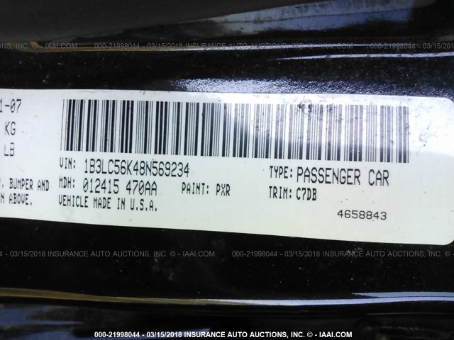 1B3LC56K48N569234 - 2008 DODGE AVENGER SXT BLACK photo 9