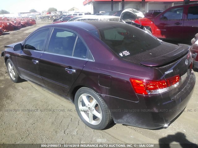 5NPEU46F26H018623 - 2006 HYUNDAI SONATA GLS/LX PURPLE photo 3