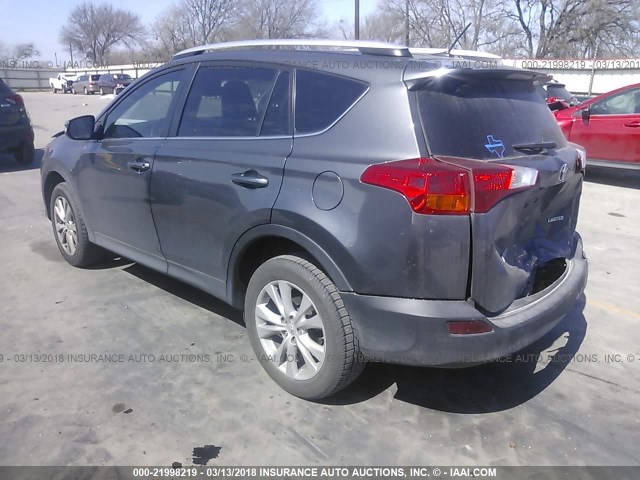 2T3YFREV3FW166365 - 2015 TOYOTA RAV4 LIMITED GRAY photo 3