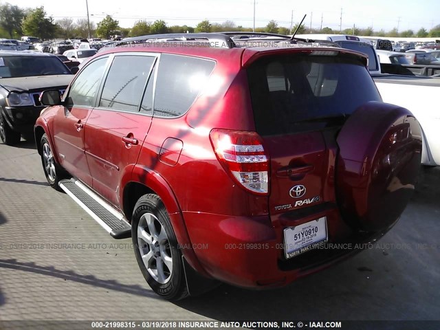 2T3YK4DVXAW003933 - 2010 TOYOTA RAV4 LIMITED RED photo 3