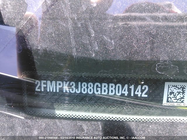 2FMPK3J88GBB04142 - 2016 FORD EDGE SEL 银色 照片 9