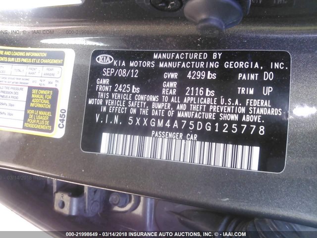 1G11A5SA7DF304846 - 2013 CHEVROLET MALIBU LS 灰色 照片 9