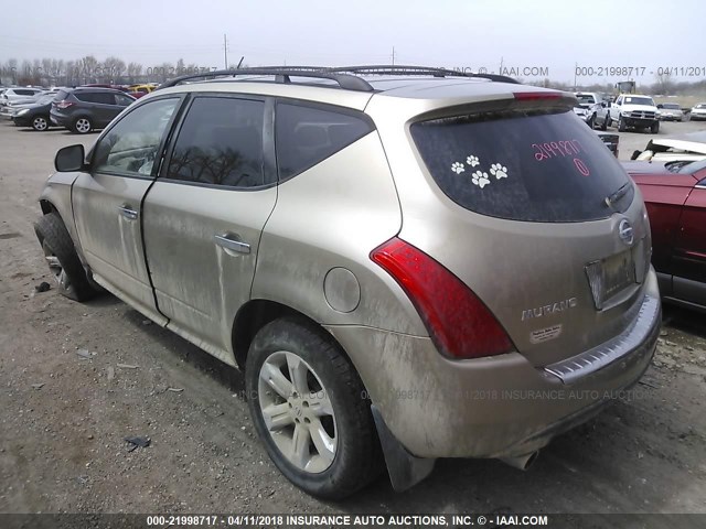 JN8AZ08T37W517667 - 2007 NISSAN MURANO SL/SE/S GOLD photo 3