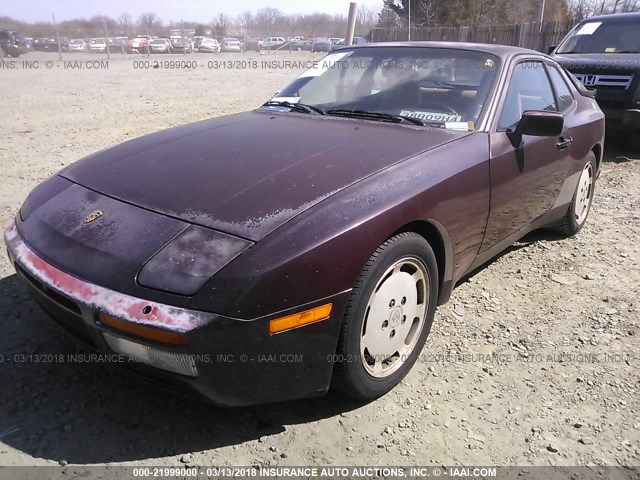 WP0AA2950HN151821 - 1987 PORSCHE 944 MAROON photo 2