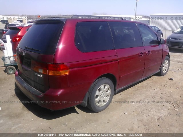 5FNRL18944B091451 - 2004 HONDA ODYSSEY EXL მუქწითელი ფოტო 4