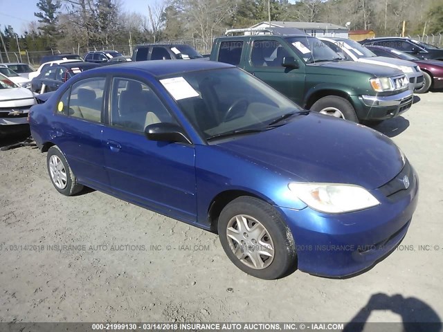 1HGES16335L001125 - 2005 HONDA CIVIC DX VP BLUE photo 1