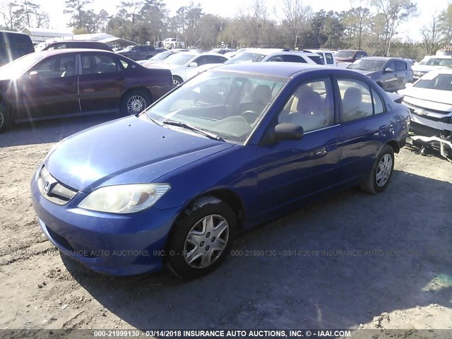 1HGES16335L001125 - 2005 HONDA CIVIC DX VP BLUE photo 2