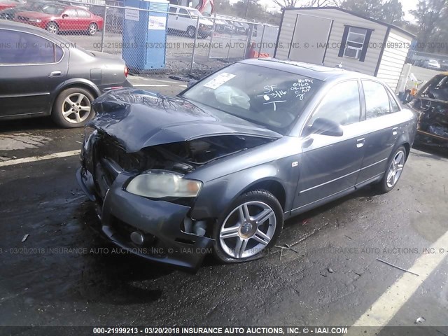 WAUAF78E18A070282 - 2008 AUDI A4 2.0T GRAY photo 2