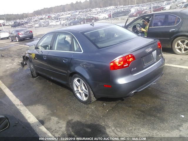 WAUAF78E18A070282 - 2008 AUDI A4 2.0T GRAY photo 3