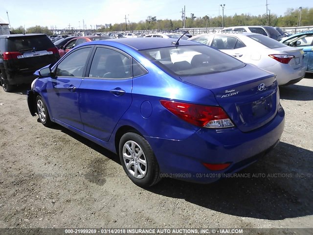 KMHCT4AE9DU452772 - 2013 HYUNDAI ACCENT GLS/GS BLUE photo 3