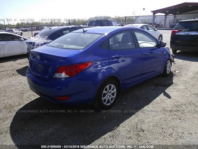 KMHCT4AE9DU452772 - 2013 HYUNDAI ACCENT GLS/GS BLUE photo 4