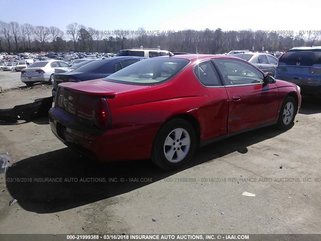 2G1WJ15K169403547 - 2006 CHEVROLET MONTE CARLO LS RED photo 4