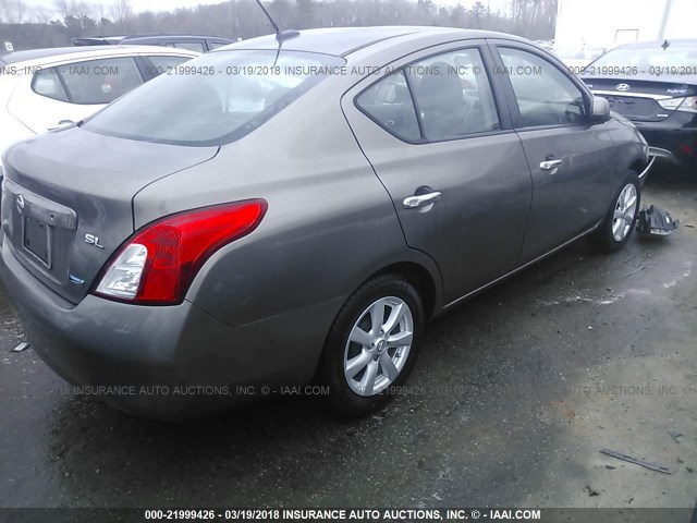 3N1CN7APXCL830840 - 2012 NISSAN VERSA S/SV/SL GRAY photo 4