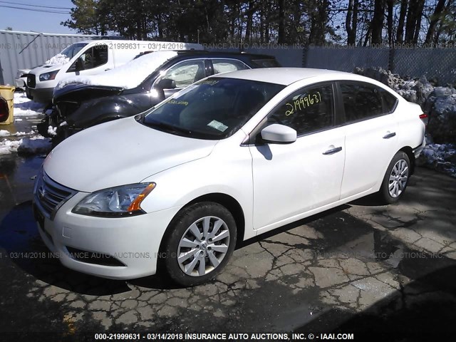 3N1AB7AP3EL665040 - 2014 NISSAN SENTRA S/SV/SR/SL WHITE photo 2