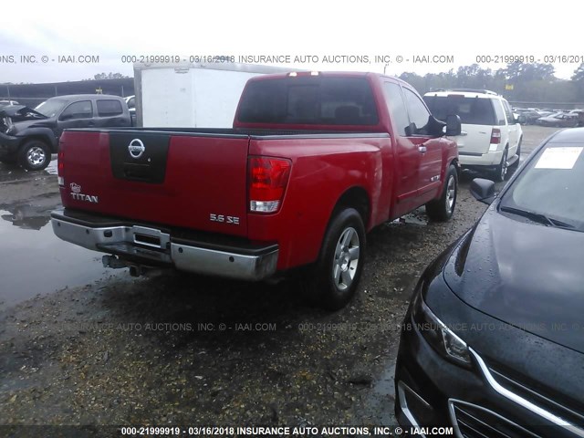 1N6BA06A77N243563 - 2007 NISSAN TITAN XE/SE/LE RED photo 4