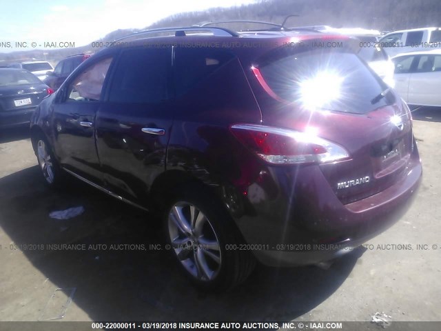 JN8AZ1MW2BW152168 - 2011 NISSAN MURANO S/SL/LE MAROON photo 3