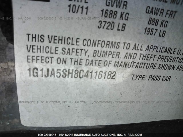 1G1JA5SH8C4116182 - 2012 CHEVROLET SONIC LS 黑色 照片 9