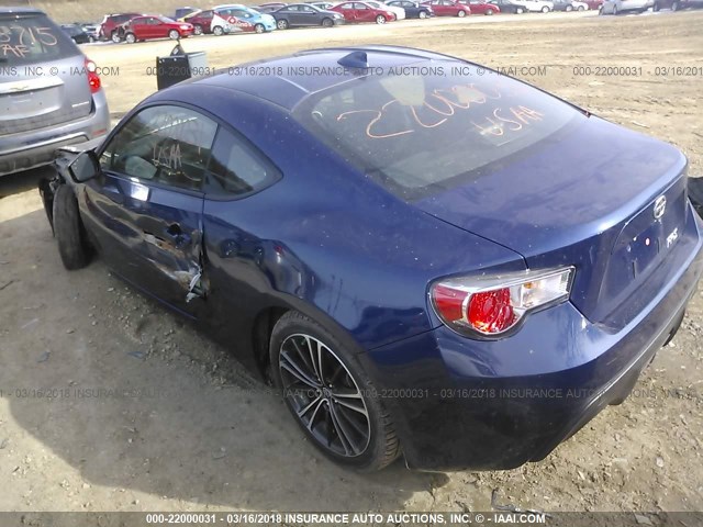 JF1ZNAA17F8703617 - 2015 TOYOTA SCION FR-S BLUE photo 3