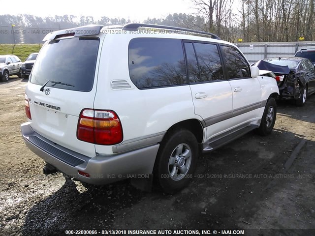 JTEHT05J722027307 - 2002 TOYOTA LAND CRUISER  WHITE photo 4