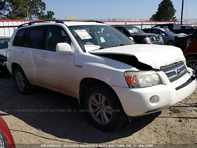 JTEDW21A770020884 - 2007 TOYOTA HIGHLANDER HYBRID WHITE photo 1