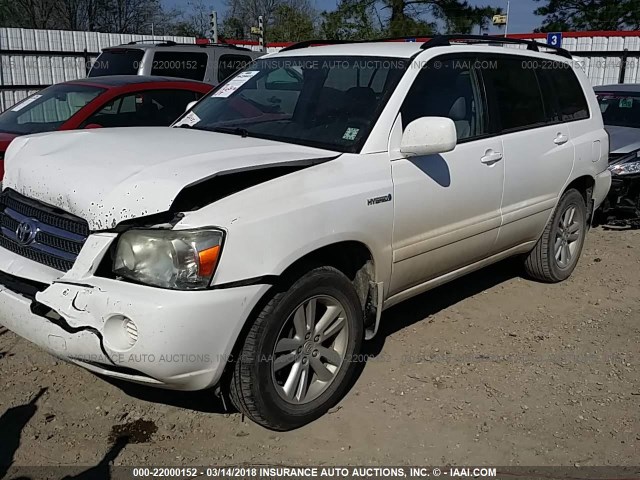 JTEDW21A770020884 - 2007 TOYOTA HIGHLANDER HYBRID WHITE photo 2