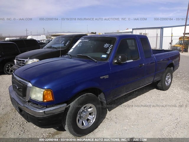 1FTYR44U14PA01474 - 2004 FORD RANGER SUPER CAB BLUE photo 2