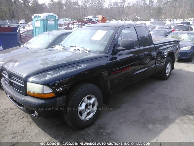 1B7GL22X3XS249337 - 1999 DODGE DAKOTA BLACK photo 2