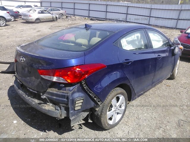 5NPDH4AE3DH447653 - 2013 HYUNDAI ELANTRA GLS/LIMITED BLUE photo 4