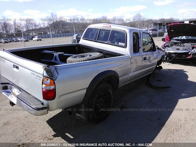 5TEWN72N84Z388937 - 2004 TOYOTA TACOMA XTRACAB SILVER photo 4