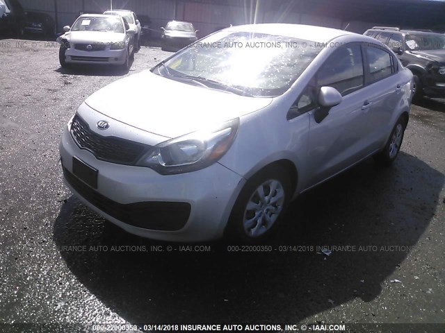 KNADM4A33D6242352 - 2013 KIA RIO LX SILVER photo 2