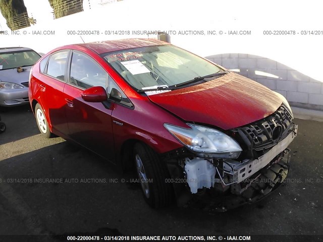 JTDKN3DU0A0090003 - 2010 TOYOTA PRIUS RED photo 1