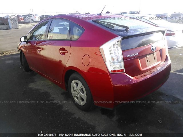 JTDKN3DU0A0090003 - 2010 TOYOTA PRIUS RED photo 3