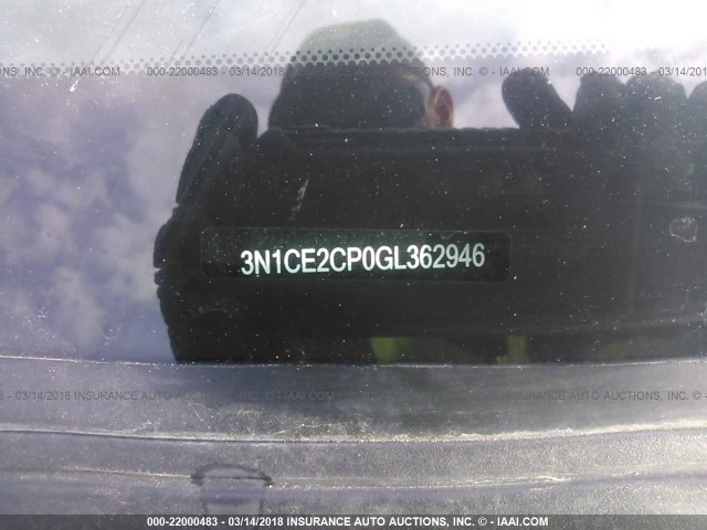 3N1CE2CP0GL362946 - 2016 NISSAN VERSA NOTE S/S PLUS/SV/SL/SR GRAY photo 9