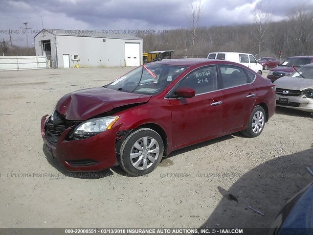 3N1AB7AP0DL780998 - 2013 NISSAN SENTRA S/SV/SR/SL RED photo 2