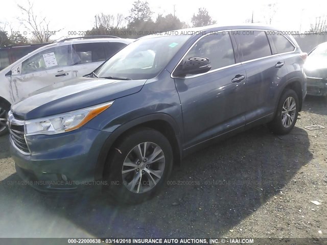 5TDJKRFH0ES024223 - 2014 TOYOTA HIGHLANDER XLE 灰色 照片 2