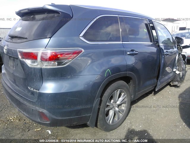 5TDJKRFH0ES024223 - 2014 TOYOTA HIGHLANDER XLE GRAY photo 4