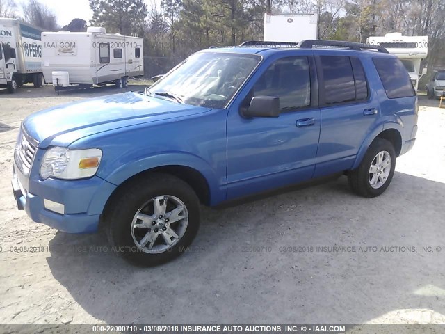 1FMEU7DE1AUA02984 - 2010 FORD EXPLORER XLT BLUE photo 2