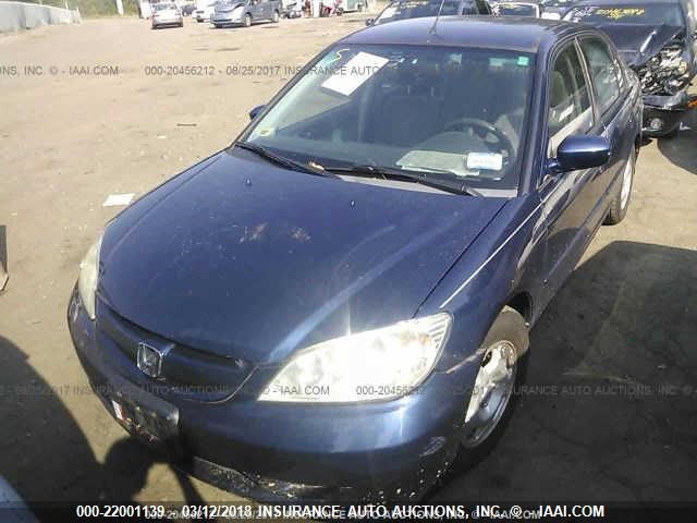 JHMES96615S002317 - 2005 HONDA CIVIC HYBRID BLUE photo 6