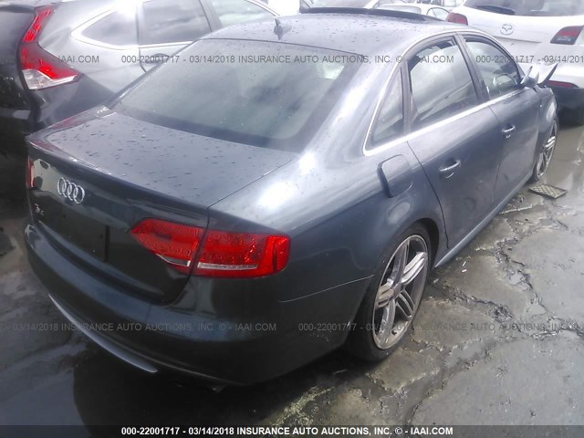 WAUKGAFL8BA018168 - 2011 AUDI S4 PRESTIGE GRAY photo 4