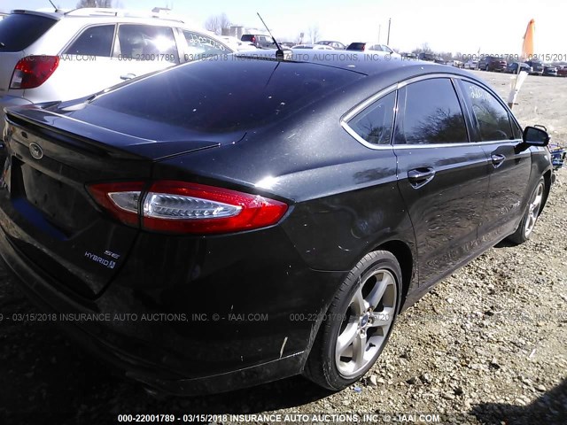 3FA6P0LU3DR140253 - 2013 FORD FUSION SE HYBRID BLACK photo 4