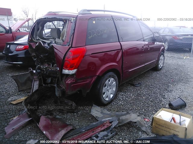 5N1BV28U06N127190 - 2006 NISSAN QUEST S/SE/SL MAROON photo 4