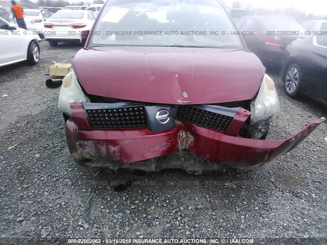 5N1BV28U06N127190 - 2006 NISSAN QUEST S/SE/SL MAROON photo 6