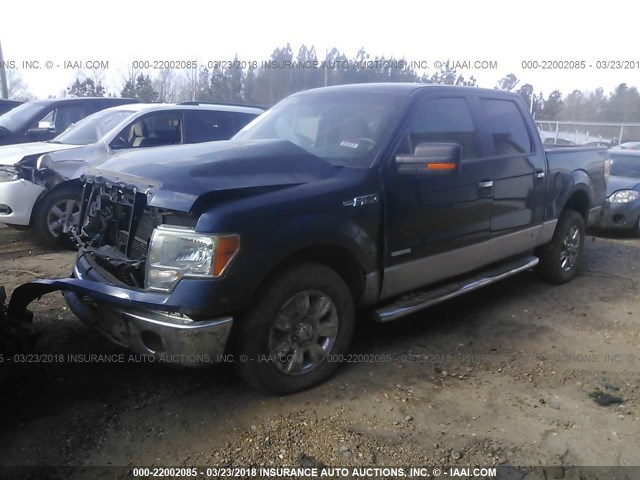 1FTFW1CT5BFA56360 - 2011 FORD F150 SUPERCREW BLUE photo 2