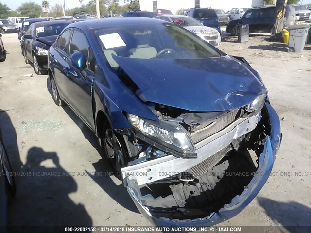 19XFB2F5XDE055586 - 2013 HONDA CIVIC LX BLUE photo 1