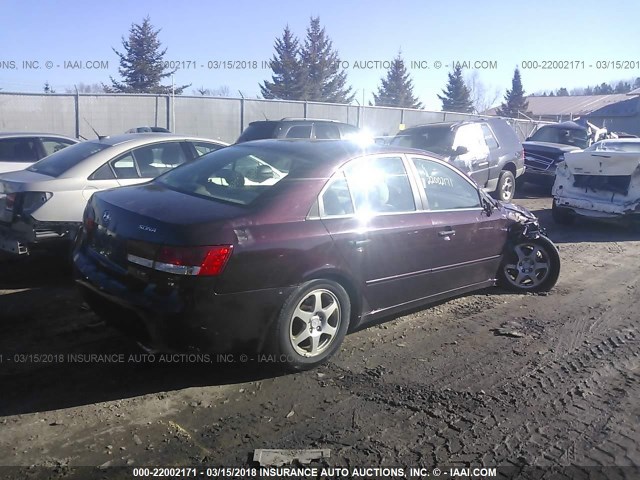 5NPEU46F76H071477 - 2006 HYUNDAI SONATA GLS/LX BURGUNDY photo 4