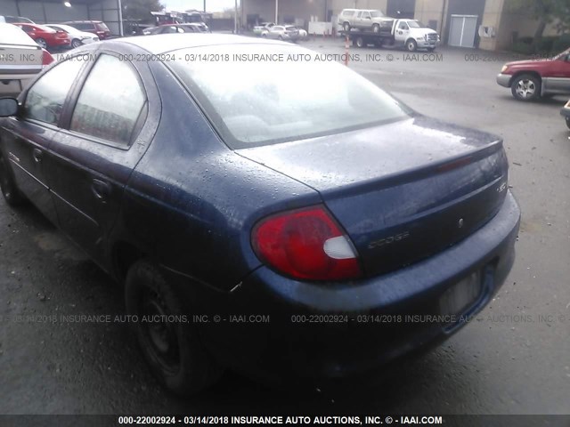 1B3ES46C41D290876 - 2001 DODGE NEON SE/ES BLUE photo 6