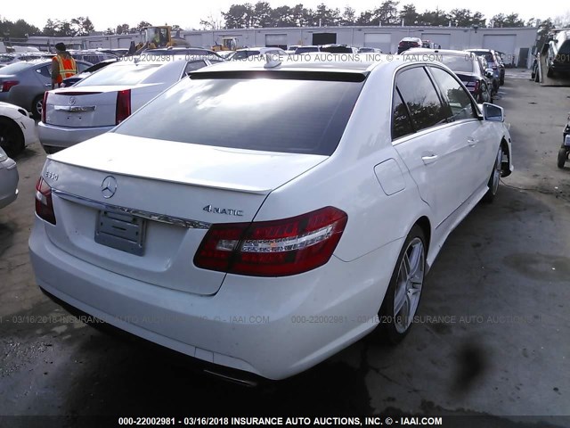 WDDHF8JB2DA686676 - 2013 MERCEDES-BENZ E 350 4MATIC WHITE photo 4