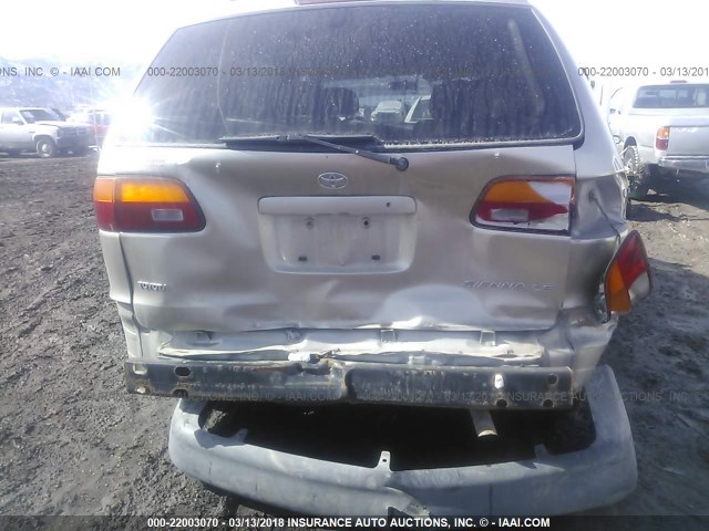 4T3ZF13C2YU282862 - 2000 TOYOTA SIENNA LE/XLE GOLD photo 6