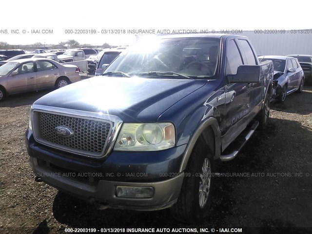 1FTPW14554KC13318 - 2004 FORD F150 SUPERCREW BLUE photo 2