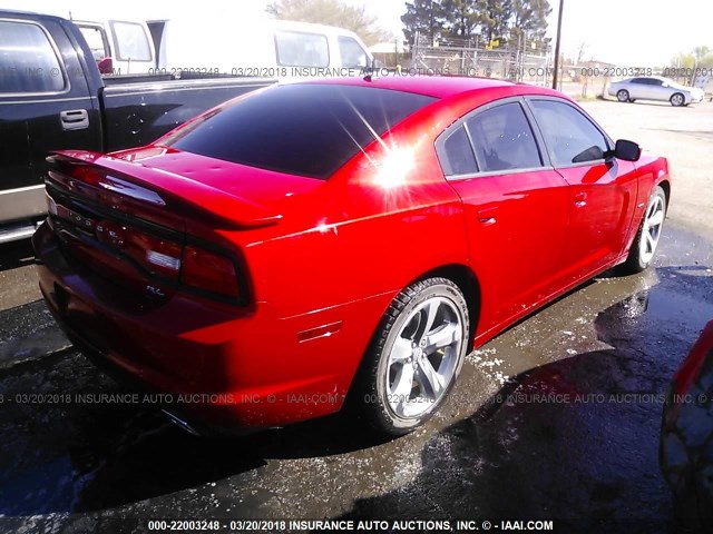 2C3CDXCT6DH537641 - 2013 DODGE CHARGER R/T RED photo 4